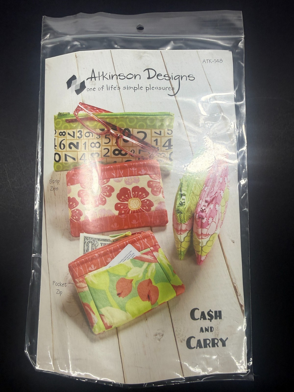 CASH and CARRY Wallets Sewing Pattern in 3 Sizes UNCUT Atkinson Designs ATK-148